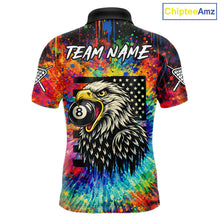Load image into Gallery viewer, Colorful Tie-Dye Funny Eagle 8 Ball Men Billiards Shirt Personalized Pool Balls Billiard Attire NYN2689