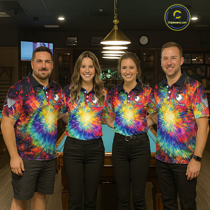 Colorful Tie-Dye Funny Eagle 8 Ball Women Billiards Shirt Personalized Pool Balls Billiard Attire NYN2689