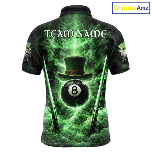 St Patrick's Day Green Smokes Ball 8 Billiards Pool Sticks Shirt For Men Custom Billiard Balls Attire NYN2692