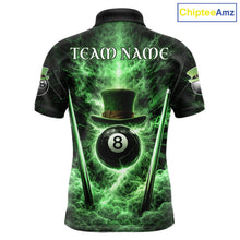 Load image into Gallery viewer, St Patrick's Day Green Smokes Ball 8 Billiards Pool Sticks Shirt For Men Custom Billiard Balls Attire NYN2692