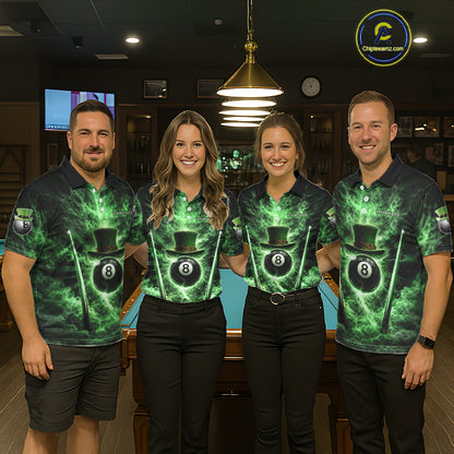 St Patrick's Day Green Smokes Ball 8 Billiards Pool Sticks Shirt For Men Custom Billiard Balls Attire NYN2692