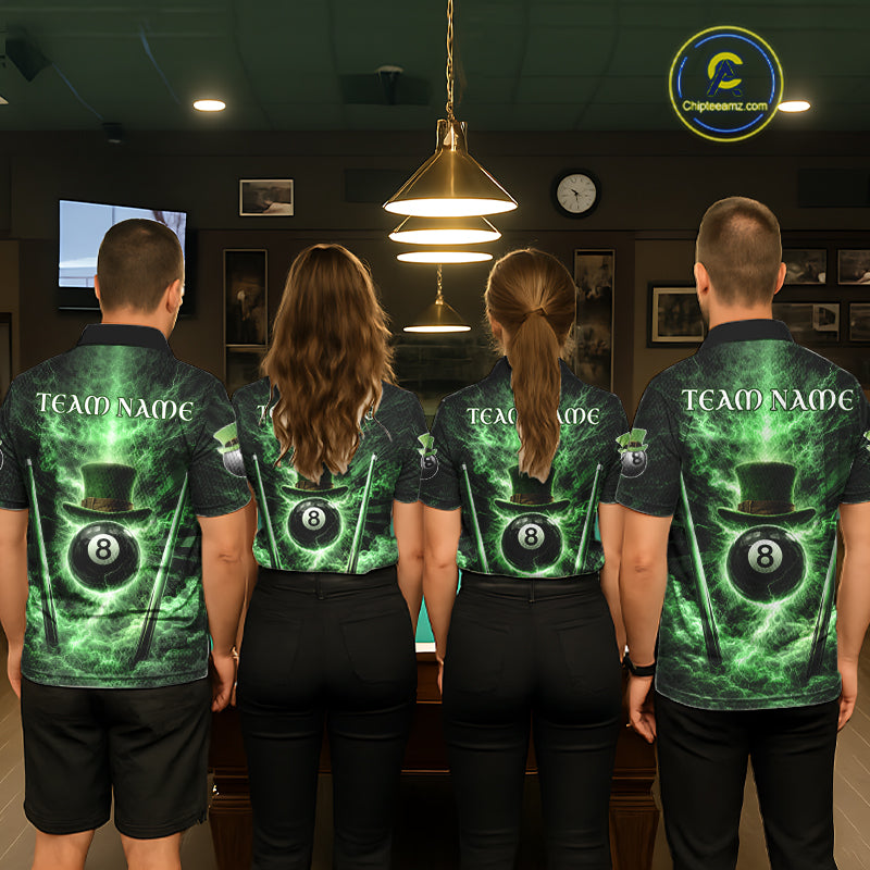 St Patrick's Day Green Smokes Ball 8 Billiards Pool Sticks Shirt For Men Custom Billiard Balls Attire NYN2692
