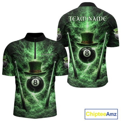 St Patrick's Day Green Smokes Ball 8 Billiards Pool Sticks Shirt For Men Custom Billiard Balls Attire NYN2692