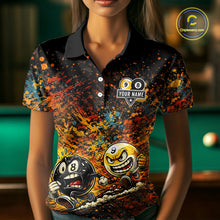 Load image into Gallery viewer, Colorful Splatter Funny Billiard Ball 9 &amp; 8 Ball Pool Shirt For Women Personalized Billiard Team Names NYN2693