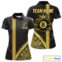 Load image into Gallery viewer, Polynesian Tribal Gold Crown 8 Ball Billiard Pool Shirt For Women Custom Outfits Billiard Team Attire NYN3218