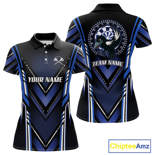 Navy Eagle Dartboard Modern Darts Shirt For Women - Custom Name For Darts Jersey NYN0545