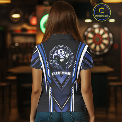 Navy Eagle Dartboard Modern Darts Shirt For Women - Custom Name For Darts Jersey NYN0545