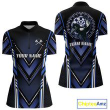 Load image into Gallery viewer, Navy Eagle Dartboard Modern Darts Shirt For Women - Custom Name For Darts Jersey NYN0545