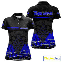 Load image into Gallery viewer, Barbed Wire &amp; Grunge Dartboard Blue Darts Shirt  For Women - Custom Name For Players NYN0547