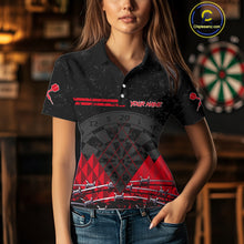 Load image into Gallery viewer, Barbed Wire &amp; Grunge Dartboard Red Darts Shirt  For Women - Custom Name For Players NYN0548