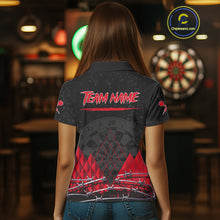 Load image into Gallery viewer, Barbed Wire &amp; Grunge Dartboard Red Darts Shirt  For Women - Custom Name For Players NYN0548