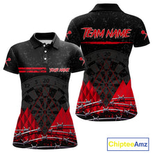 Load image into Gallery viewer, Barbed Wire &amp; Grunge Dartboard Red Darts Shirt  For Women - Custom Name For Players NYN0548