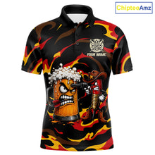 Load image into Gallery viewer, Angry Beer Cowboy men's dart polo shirt custom grunge dart team jersey, professional dart uniform, men's dart shirt, custom dart apparel