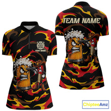 Load image into Gallery viewer, Angry Beer Cowboy women's quarter zip dart jersey custom grunge dart uniform, personalized dart apparel