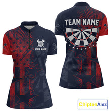 Load image into Gallery viewer, US Flag Grunge Star Dartboard Women's Darts Quarter-Zip Shirt - Custom Name For Players NYN0755