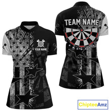 Load image into Gallery viewer, US Flag Grunge Star Dartboard Women's Darts Quarter-Zip Shirt - Custom Name For Players NYN0756