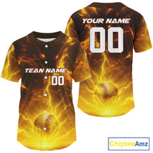 Load image into Gallery viewer, Yellow Custom Lightning Dragon Baseball Ball Jerseys For Men Youth Baseball Team Shirts NYN1074