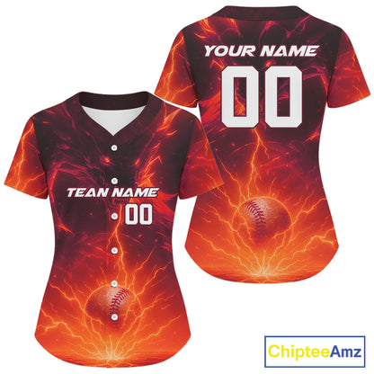 Red Custom Lightning Dragon Baseball Ball Jerseys For Women Youth Baseball Team Shirts NYN1075