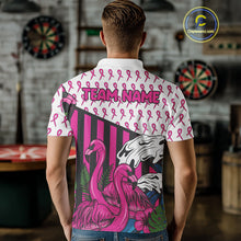 Load image into Gallery viewer, Custom Pink Ribbon Flamingo Dart Polo Shirt For Men Breast Cancer Awareness Dart Jerseys NYN1415