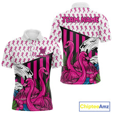 Load image into Gallery viewer, Custom Pink Ribbon Flamingo Dart Polo Shirt For Men Breast Cancer Awareness Dart Jerseys NYN1415