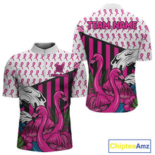 Load image into Gallery viewer, Custom Pink Ribbon Flamingo Dart 1/4-Zip Shirt For Men Breast Cancer Awareness Dart Jerseys NYN1415