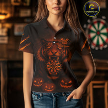 Load image into Gallery viewer, Custom Pumpkin Tiger Horror Halloween Dart Polo Shirt For Women Dart Tournament Jerseys NYN1421