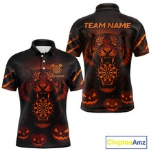 Load image into Gallery viewer, Custom Pumpkin Tiger Horror Halloween Dart Polo Shirt For Men Dart Tournament Jerseys NYN1421