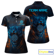 Load image into Gallery viewer, Custom Blue Orange Galaxy Tiger Dartboard Dart Polo Shirt For Women Dart Tournament Jerseys NYN1422