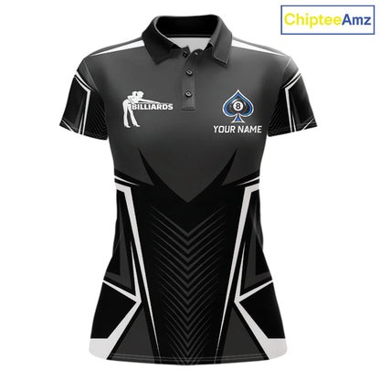 Ace Of Spades Blue Pool Billiard Shirt For Women Custom 8 Ball Pool Team Jersey With Name Pool Players NYN4484