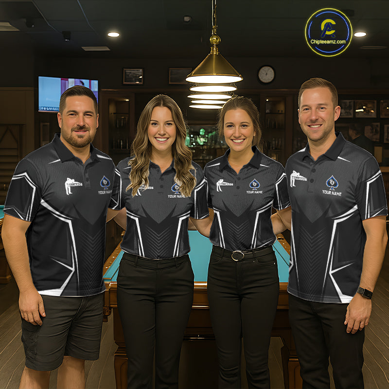 Ace Of Spades Blue Pool Billiard Shirt For Women Custom 8 Ball Pool Team Jersey With Name Pool Players NYN4484