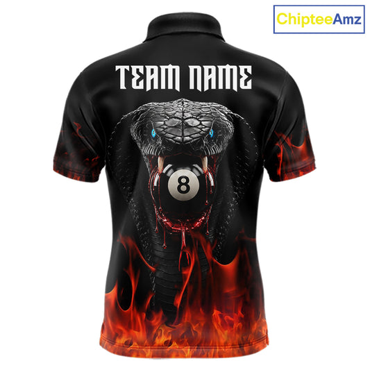 Cobra Snake 8 Ball Billiard Shirt For Men Custom Pool Team Jersey Red Flaming Billiard Shirt NYN4486