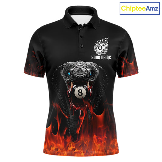 Cobra Snake 8 Ball Billiard Shirt For Men Custom Pool Team Jersey Red Flaming Billiard Shirt NYN4486