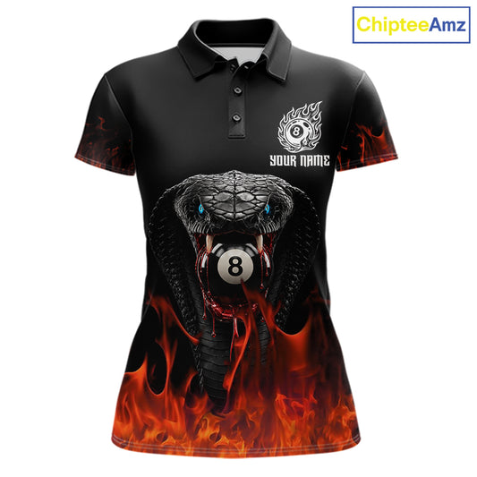 Cobra Snake 8 Ball Billiard Shirt For Women Custom Pool Team Jersey Red Flaming Billiard Shirt NYN4486