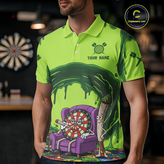 Funny Smoking Dartboard Green Dripping Custom Polo Darts Polo Shirt Dart Jerseys NYN1941