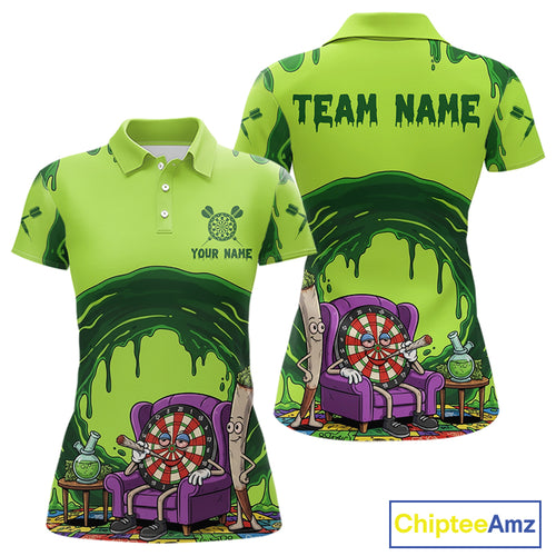 Funny Smoking Dartboard Green Dripping Custom Women Darts Quarter-Zip Shirt Dart Jerseys NYN1941