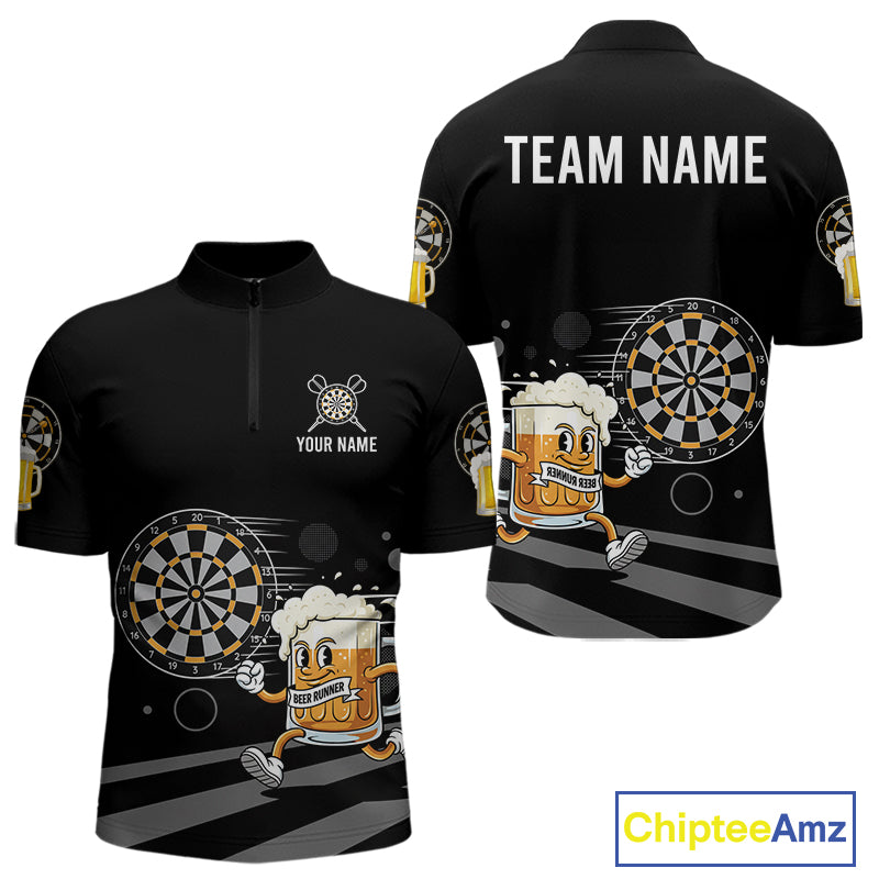 Beer Runner & Plays Darts Custom Funny Darts Quarter-Zip Shirt For Men Dart Jerseys NYN1950