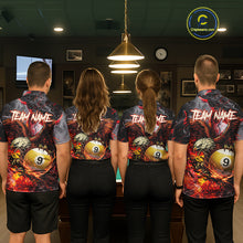 Load image into Gallery viewer, Eagle Fire Flame Pool 9 Ball &amp; 8 Ball Men's Billiard Shirt Custom Billiard Polo &amp; 1/4 Zip Attire NYN2494
