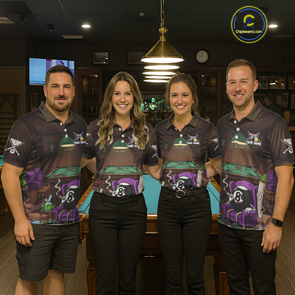 Funny Pool 8 Ball Smoking Men's Billiard Team Shirt Custom Billiard Polo & 1/4 Zip Attire NYN2495