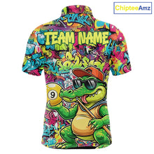 Load image into Gallery viewer, Graffiti Funny Crocodile Pool 8 Ball Men Billiard Team Shirt Custom Billiard Balls Attire NYN2501