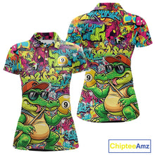 Load image into Gallery viewer, Graffiti Funny Crocodile Pool 8 Ball Women Billiard Team Shirt Custom Billiard Balls Attire NYN2501
