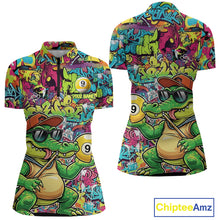 Load image into Gallery viewer, Graffiti Funny Crocodile Pool 8 Ball Women Billiard Team Shirt Custom Billiard Balls Attire NYN2501