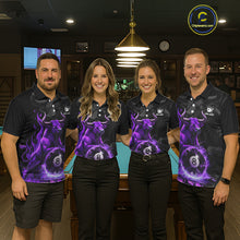 Load image into Gallery viewer, Black &amp; Purple Flames Pool 8 Ball Women's Billiard Team Shirt Custom Funny Bull Billiard Attire NYN2502