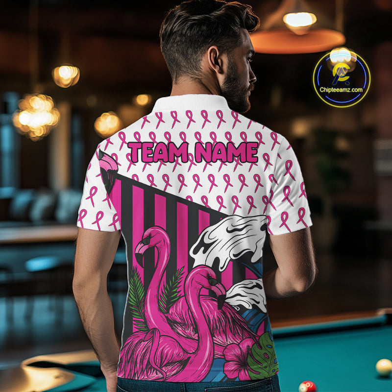 Custom Breast Cancer Awareness Pool Ball Men's Billiard Shirt Funny Flamingo Billiard Attire NYN2504