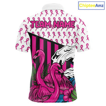 Load image into Gallery viewer, Custom Breast Cancer Awareness Pool Ball Men's Billiard Shirt Funny Flamingo Billiard Attire NYN2504