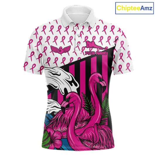 Custom Breast Cancer Awareness Pool Ball Men's Billiard Shirt Funny Flamingo Billiard Attire NYN2504