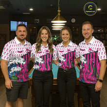 Load image into Gallery viewer, Custom Breast Cancer Awareness Pool Ball Men's Billiard Shirt Funny Flamingo Billiard Attire NYN2504