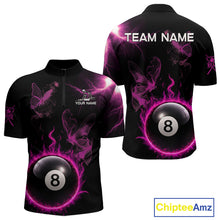 Load image into Gallery viewer, Pink Smokes Butterfly Pool 8 Ball Men's Billiard Team Shirt Custom Billiard Polo &amp; 1/4-Zip Attire NYN2505