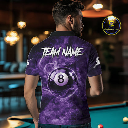 Thunder Purple Smokes Grim Reaper Ball 8 Billiards Pool Shirt For Men Personalized Billiard Team Names NYN2695