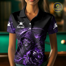 Load image into Gallery viewer, Thunder Purple Smokes Grim Reaper Ball 8 Billiards Pool Shirt For Women Personalized Billiard Team Names NYN2695