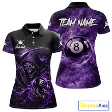 Load image into Gallery viewer, Thunder Purple Smokes Grim Reaper Ball 8 Billiards Pool Shirt For Women Personalized Billiard Team Names NYN2695